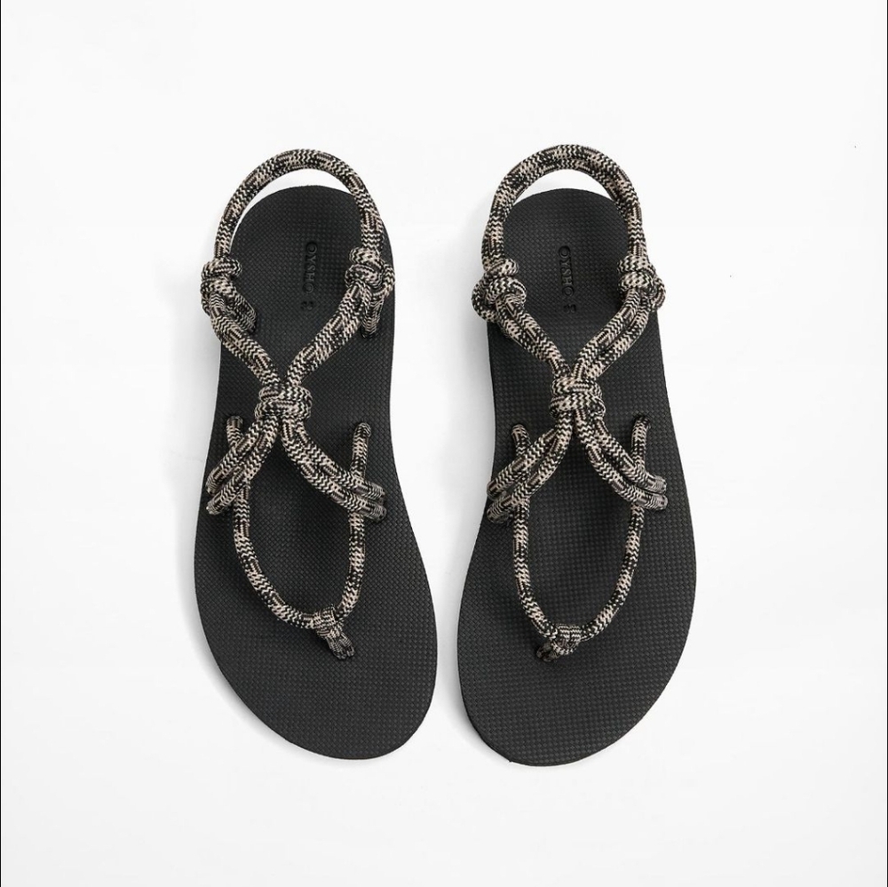 Black and Gray Rope Sandals
